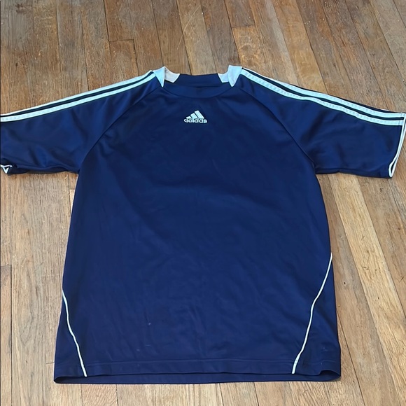 Adidas‎ Dark Blue Sports Tee with White Stripes Climate size M - Picture 1 of 9